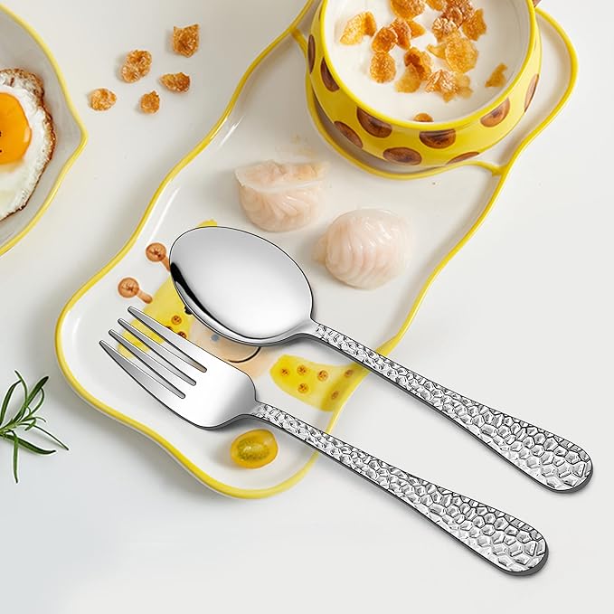 LIANYU 10-Piece Kids Silverware Set, Includes 5 Kid Spoons, 5 Kid Forks, Stainless Steel Toddler Utensils Children Flatware Set, Child Preschooler Cutlery Set, Dishwasher Safe