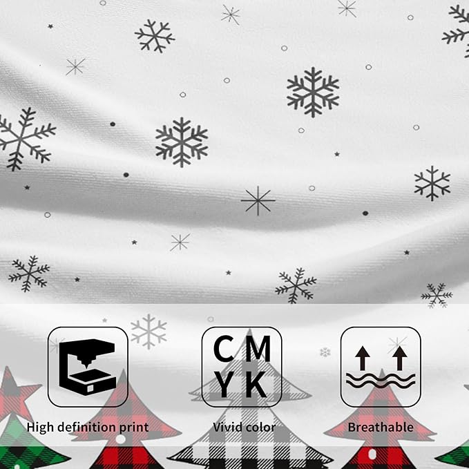 Imiss Christmas Hand Face Towels 2 Pcs - Red Black Buffalo Plaid Xmas Tree Guest Fingertip Towels 14.4 x 28.3 Inch for Winter Holiday Bathroom Seasonal Decor Gift