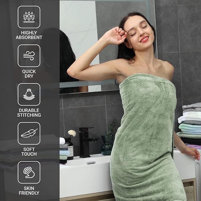 4 Pcs Oversized Bath Towels Extra Large 35x70 Inches Bath Sheets Towels for Adults Quick Dry Towel for Bathroom Ultra Soft Hotel Absorbent Shower Towels Set Green