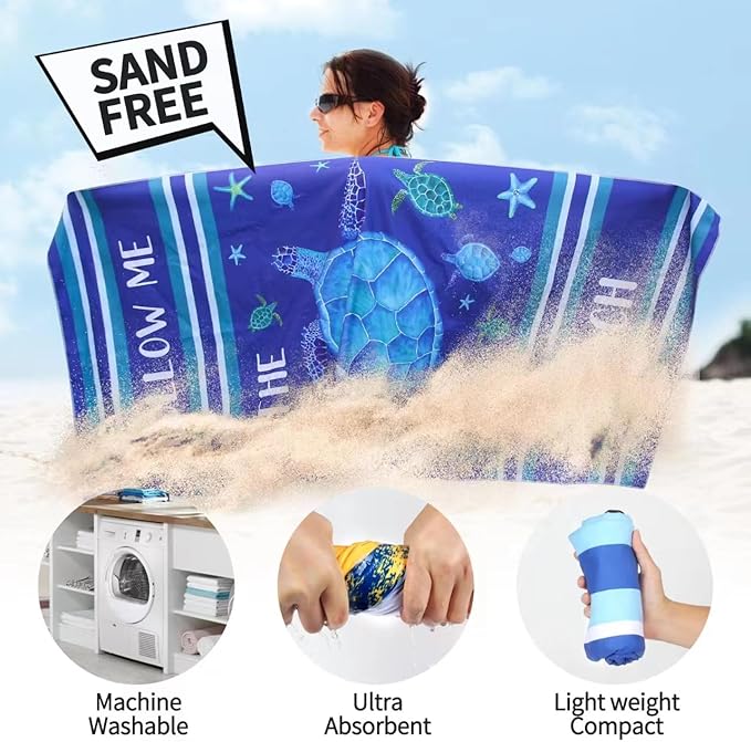 4 Pack Microfiber Beach Towel Fast Drying, Extra Large 71" x 32" Sand Free Beach Towel Super Lightweight Towels for Travel Sports Bath Swimming Pool Camping Picnic Yoga Gym
