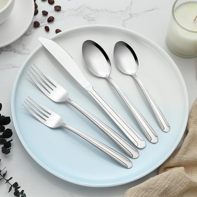 BEWOS 24-Piece Salad Forks, 7.1-Inch Forks Silverware Set, Stainless Steel Small Fork, Dessert Forks Bulk, Metal Forks, Salad Fork Set, Appetizer Forks, Silver Fork, Dishwasher Safe, Mirror Polished