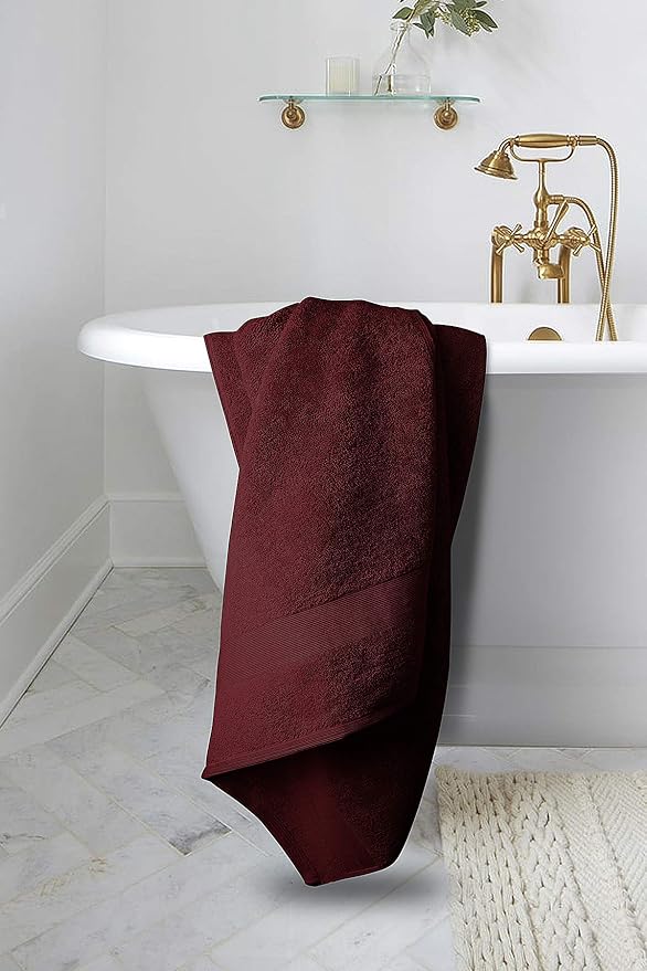 Softolle Luxury Bath Towels Set of 4 (27” x 54”) | Towels for Bathroom | Super Soft | Highly Absorbent Towels for Home, Spa, Gym (Red)