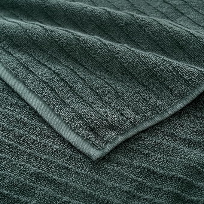 sense gnosis Forest Green Hand Towel Set of 2 Stereoscopic Striped Pattern Soft Absorbent 100% Cotton Luxury Decorative Bathroom Hand Towel 13 x 29 Inch