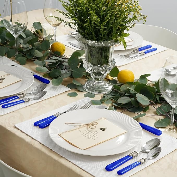 20 Pieces 18/10 Stainless Steel Elegant Silverware Set for 4,Vintage Flatware Set,Dishwasher Safe (20, Deep Blue)