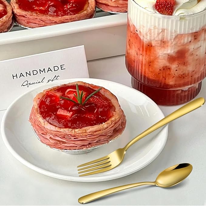 Gold Silverware Set - 40PCS Stainless Steel Silverware Set for 8, Includes Forks Spoons and Knives, Utensil Sets for Home Kitchen Restaurant, Dishwasher Safe