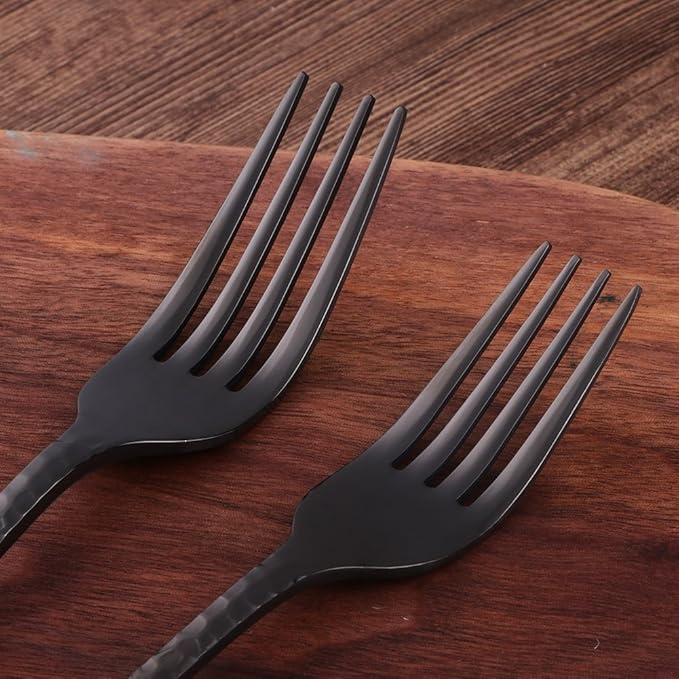 5-Piece Black Silverware Flatware Set Service for 1 Stainless Steel Cutlery Set Include Dinner Knife Table Fork Table Spoon Salad Fork Tea Spoon for Wedding, Dishwasher Safe