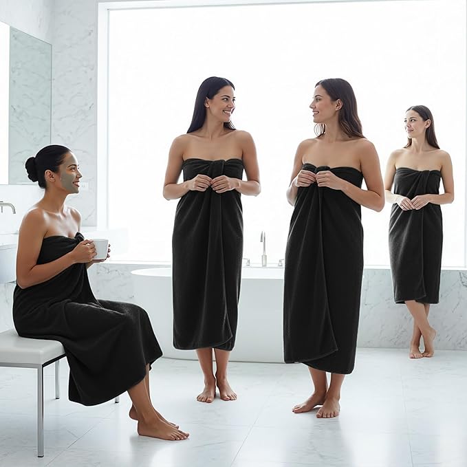 REDKISS Ultra Soft Bath Towels Set of 4-35 x 70 in Extra Large Coral Fleece Bath Towel, Highly Absorbent Plush Bathroom Towels for Adults, Quick Dry Towel Set for Spa, Gym, Travel, Black