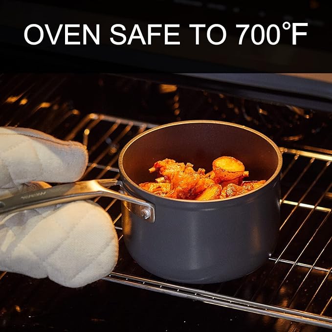 MSMK 2.5 Quart Sauce Pan with lid, Stay-Cool Handle, Burnt also Nonstick, Scratch-resistant, Induction Cooking Pot