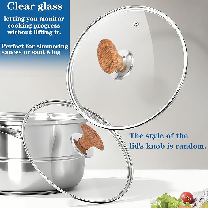 10 Inch Pan Lid, Tempered Replacement Pan Cover, 6,8,9.5,10.5,11,12,12.5 Inch Universal Glass Lids for Pots and Pans