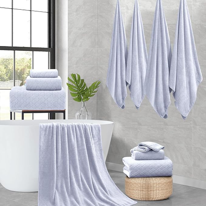 4 Piece Extra Large Bath Towels 35x70 Inches - Luxury 600 GSM Oversized Bath Sheet Towel,Ultra Soft Microfiber - Quick Dry,Highly Absorbent Shower Towels Spa Hotel Bathroom Towel Set (Light Purple)