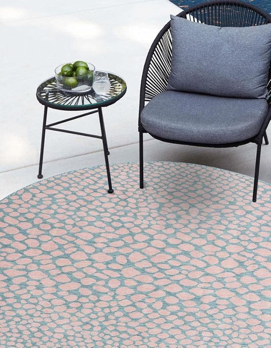 Unique Loom Jill Zarin Jill Zarin Outdoor Collection Area Rug - Cape Town (3' 3" Round, Pink and Aqua/Light Blue)