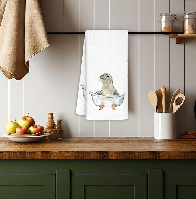 Seal Gifts Hand Towels Decorative, Toddler Kids Bathroom Decor, Ocean Seal Beach Hand Towels Drying Cloth for Kids Toddler Bathroom Decor, 16x24 Inch