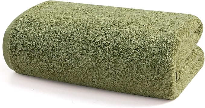 SEMAXE Green Bathroom Towel, 100% Cotton Bath Towel with Hanging Loop and Smart Tag, Hotel & Spa Quality Soft Absorbent Towel, Gift Box Packaging, 1 Pc Bath Towel, 55" L x 27" W