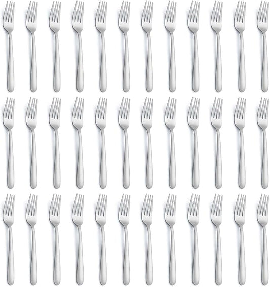 36 Piece Salad Forks, 7 Inch Small Forks in Stainless Steel mirror polished and Dishwasher Safe, Used For Tasting Cakes and Fruits