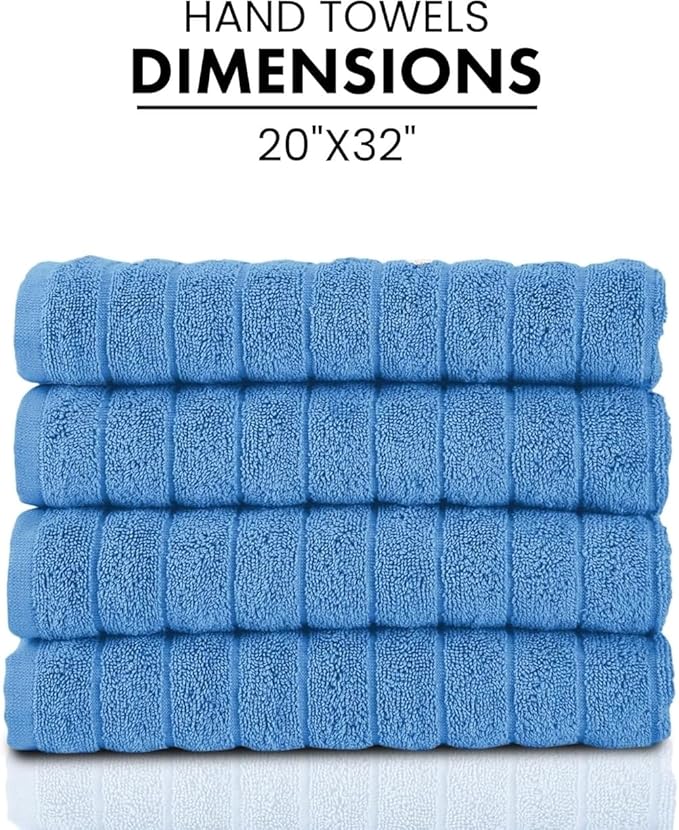 Classic Turkish Towels CTT Luxury Hand Towels for Bathroom Set of 4, 100% Turkish Cotton, Quick Dry & Comfy Towels for Hotel & Spa, Highly Absorbent | 20"x32" (Dark Blue)