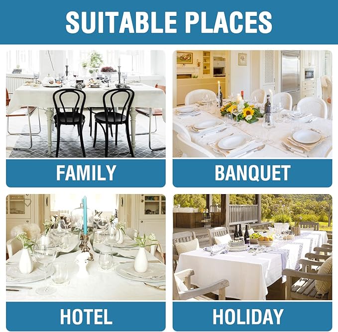 H.VERSAILTEX Linen Textured Tablecloth 60 x 102 Waterproof Decorative Table Cloth Spill-Proof Linen Look Cover for Party Table Extra Soft and Thick Fabric Wrinkle Free, Heather Stone Blue