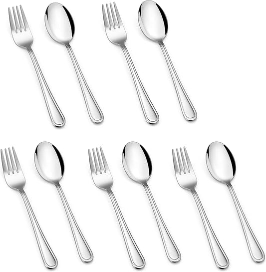HaWare Toddler Utensils, 10-Piece Stainless Steel Toddler Silverware Sets Includes Spoons and Forks, Food-grade Children and Kids Eating Utensils for Self Feeding, Safety & Non-Toxic, Dishwasher Safe