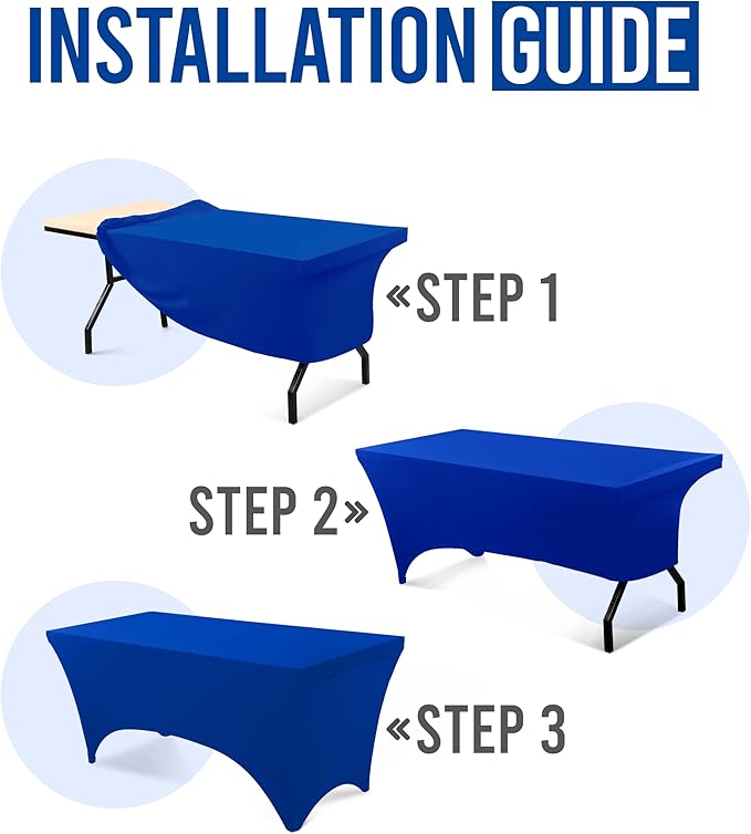Utopia Kitchen 6FT Spandex Tablecloth [1 Pack, Royal Blue] 200 GSM Stretch, Fitted, Washable and Wrinkle Resistant Table Cloth Rectangle Cover for Trade Shows, Wedding, Parties [72Lx30Wx30H Inch]