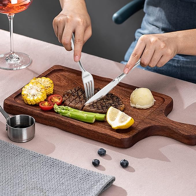 60 Pack Silver Plastic Silverware Set with Pre Rolled Napkins - Disposable Individually Wrapped Cutlery Set Includes 60 Forks, 60 Knives, 60 Spoons, 60 Napkins, Gold Utensils Set (Silver-60 Pack)