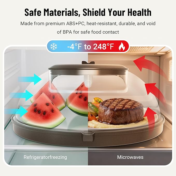 Microwave Splatter Cover with Water Steamer, Upgraded Microwave Cover for Food with Handle, Clear Plate Covers, Splatter Guard, Kitchen Essentials Gadgets, House Warming Gifts New Home, 10 Inch