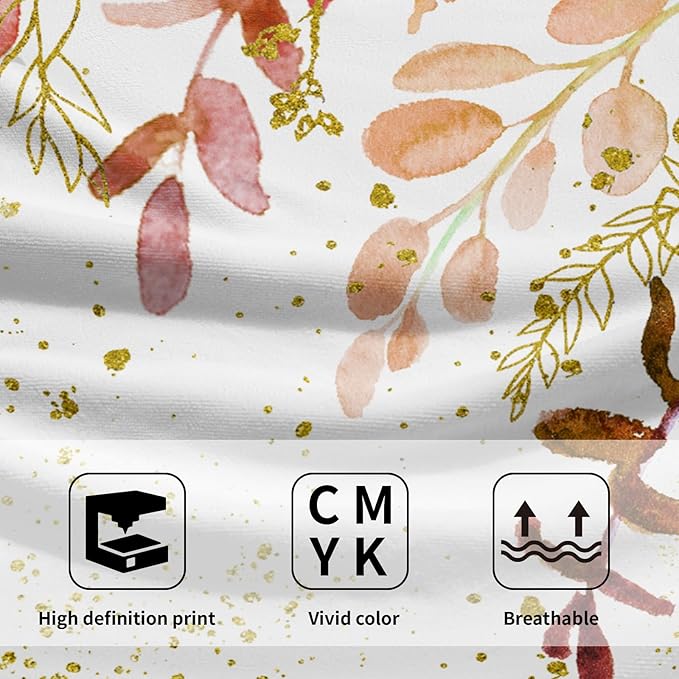 Imiss Fall Eucalyptus Leaves Hand Towels for Bathroom Set of 2，14.4 x 28.3 Inch Watercolor Orange Leaves Plant Guest Soft Face Towel Autumn Seasonal Holiday Washcloth for Gym Yoga Sport