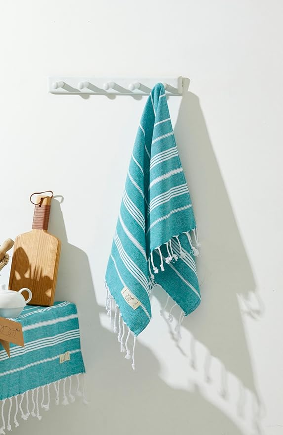 Hand Towels - Set of 2, 18" x 30" inches, Cotton Turkish Hand Towel Sets Clearance, Hand Face Towels, Decorative Peshtemal Turkish Hand Towels (Petrol)