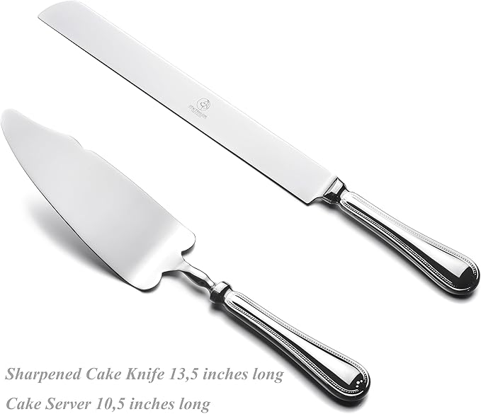 2 Piece Wedding Cake Server Set,18/10 Stainless Steel Dessert Set Pie Server Cake Cutter Knife for Birthday,Anniversary,Holiday,Baby Shower,Party