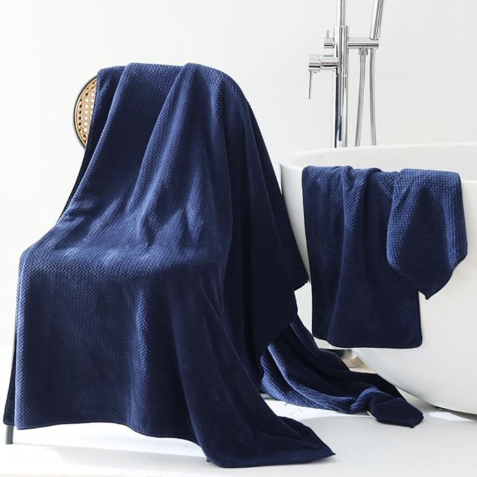 40x80 Inches Bath Sheets Towels for Adults Oversized Bath Towels Extra Large Luxury Super Soft Absorbent Quick Dry Microfiber (Navy Blue,1PCS)