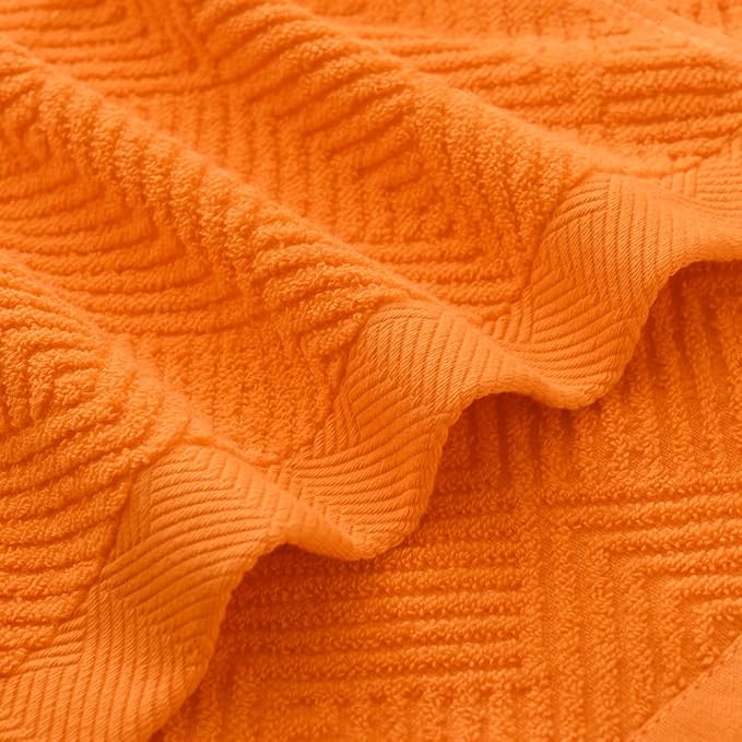 sense gnosis Super Soft Orange Hand Towels Terry Striped Weave Pattern Ultra Absorbent 100% Cotton Hand Towel for Bathroom Home Decorations 13 X 29 Inch, 2 Pieces
