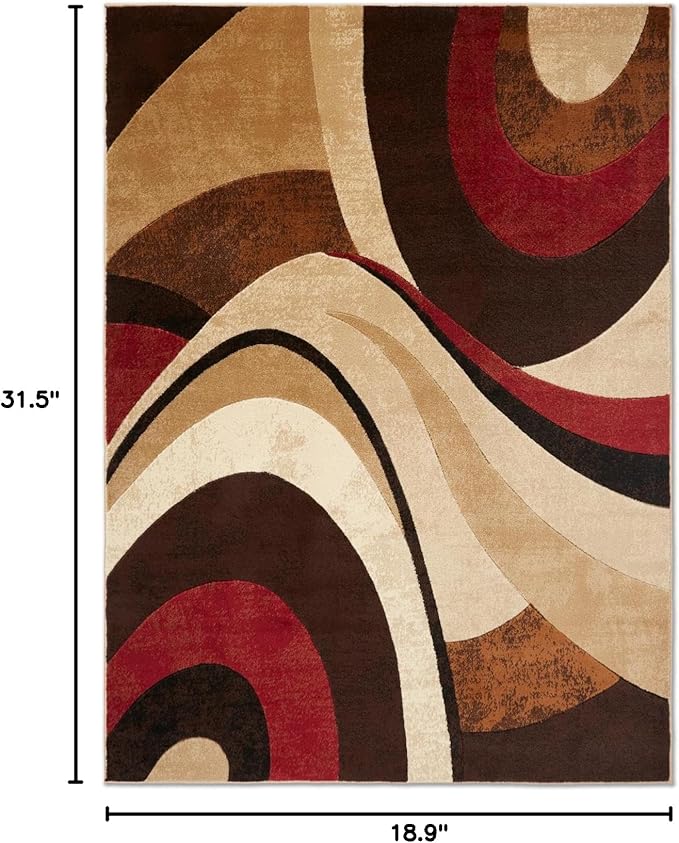 Home Dynamix Tribeca Slade Modern Area Rug, Abstract Brown/Red 18.9"x31.5"