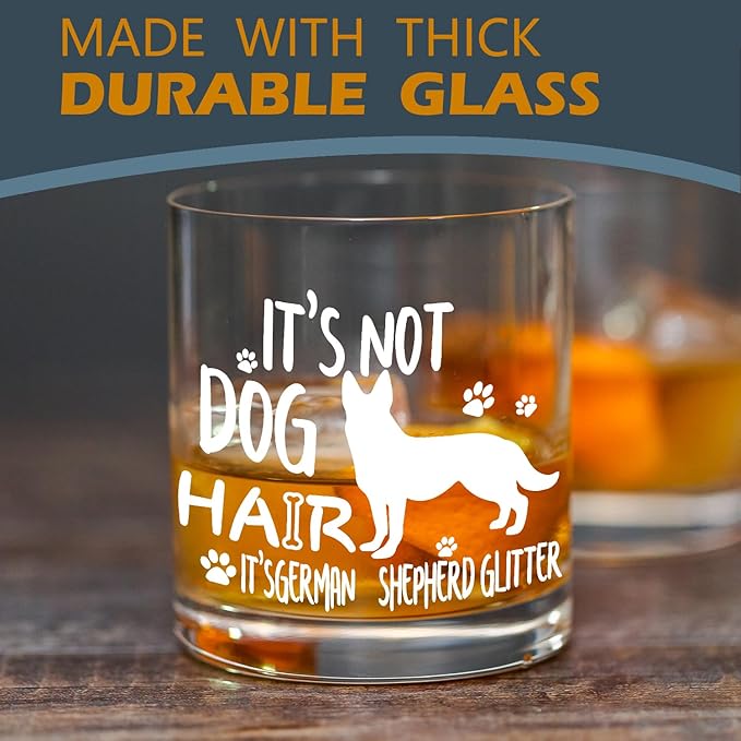 kunlisa German Shepherd Gifts Whiskey Glasses, Funny Dog Dad Mom Lovers Owners Gifts for Women Men, 10 oz Drinking Rocks Glasses for Women Men Whisky Cocktail Scotch Bourbon Liquor