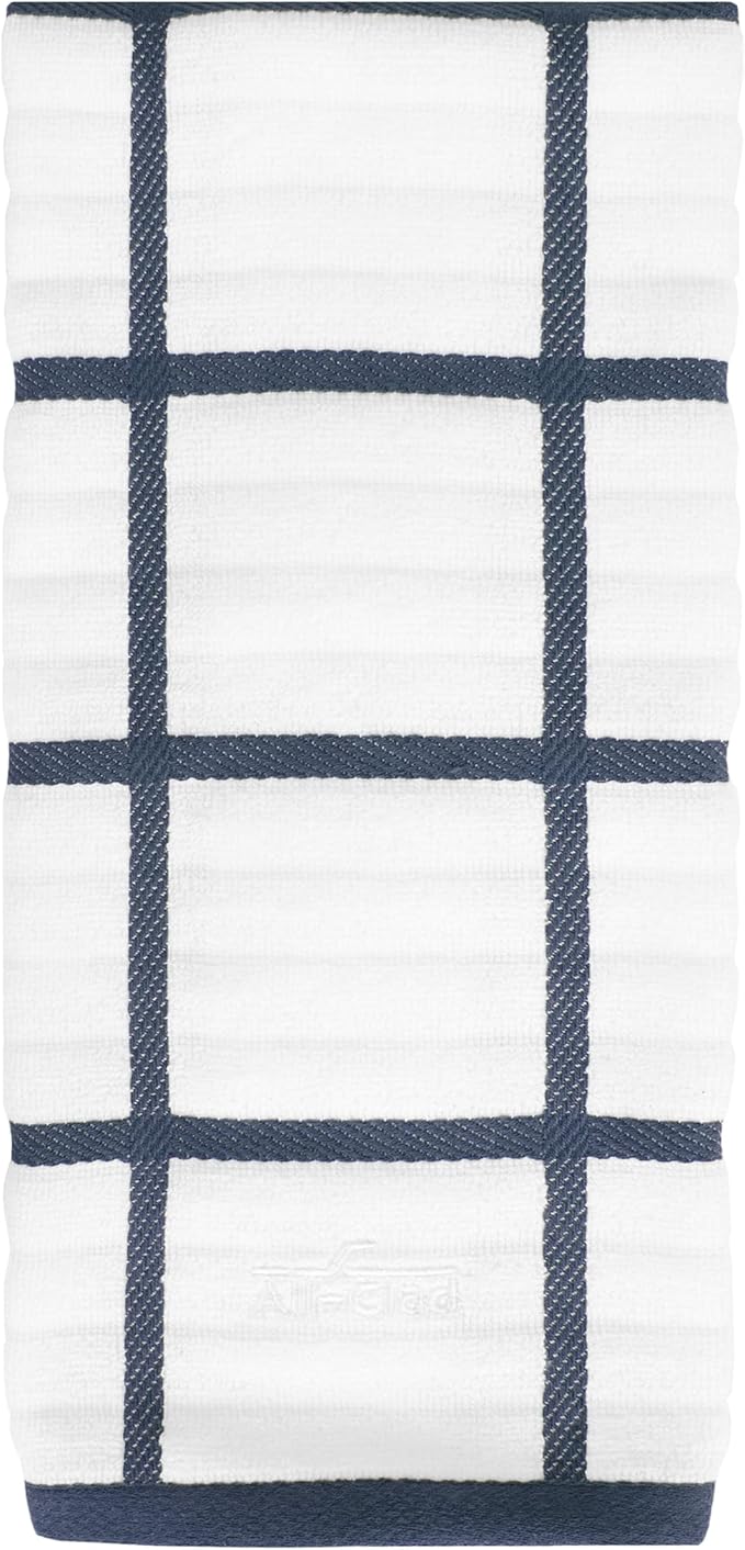 All-Clad Checked Kitchen Towel: Highly Absorbent, Super Soft Long Lasting - 100% Cotton, 17"x30" Tea Towel for Cleaning & Drying Dishes, Pans, Glassware, or Countertops, (1-Pack), Indigo