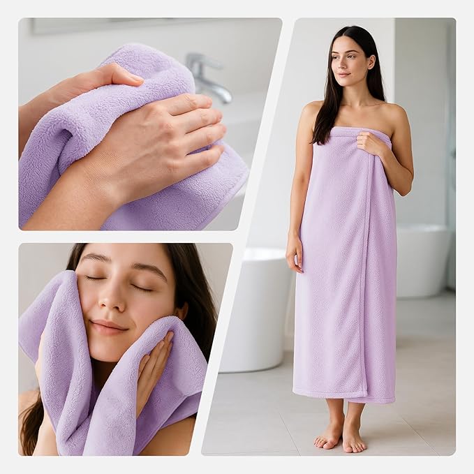 REDKISS Bath Towels Set of 6 - Oversized Bath Sheets (70 x35 in), 670GSM Ultra Soft & Highly Absorbent, Quick Dry Purple Towel Sets for Bathroom, Spa, Hotel, Gym
