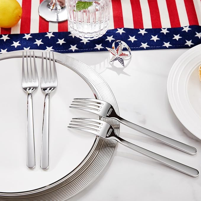 KEAWELL Premium Lucent 4-Piece 8.3 inch Forks Silverware – Mirror Polished 18/10 Stainless Steel with Modern Handle and Dishwasher Safe for Formal Meals and Gifting (4, Dinner Forks)