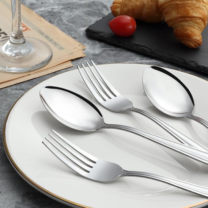 24 Pieces Forks Set (7.8”), Unokit Forks Silverware Set, Stainless Steel Dinner Forks, Table Forks, Metal Forks, Fork Set of 24 for Home/Kitchen & Restaurant,Mirror Polished, Dishwasher Safe