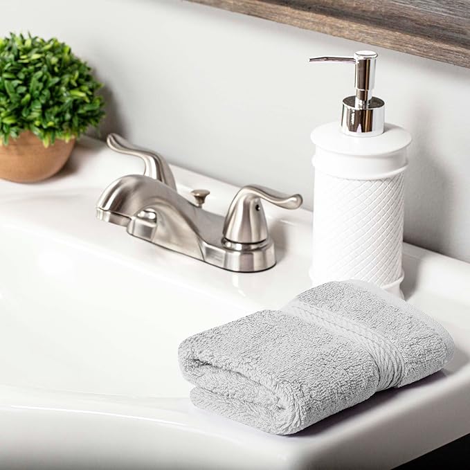 Superior Egyptian Cotton Pile Face Towel/Washcloth Set of 6, Ultra Soft Luxury Towels, Thick Plush Essentials, Absorbent Heavyweight, Guest Bath, Hotel, Spa, Home Bathroom, Shower Basics, Silver