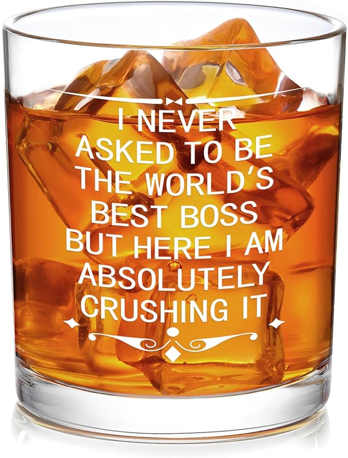 Futtumy The World's Best Boss Whiskey Glass 10 Oz, Boss Day Gifts for Him, Best Bosses Gifts for Men Man Male, Bosses Day Gift on National Bosses Day Christmas Birthday