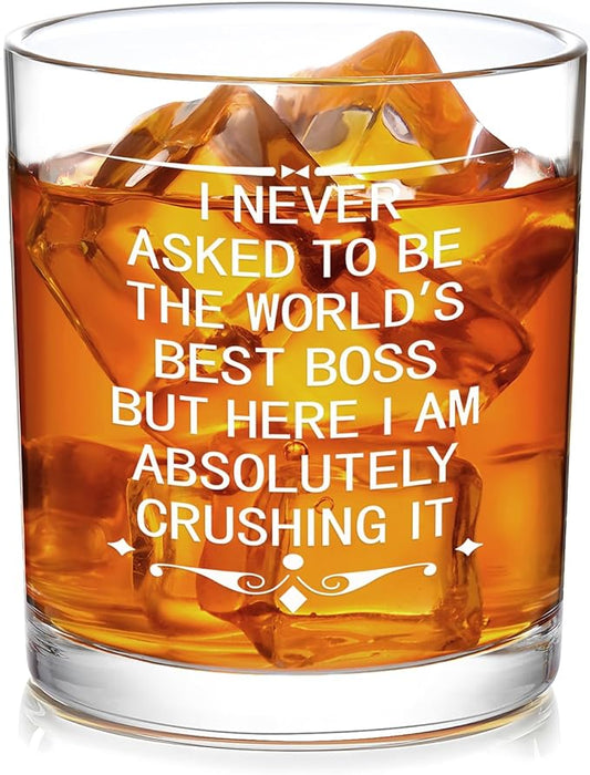 Futtumy The World's Best Boss Whiskey Glass 10 Oz, Boss Day Gifts for Him, Best Bosses Gifts for Men Man Male, Bosses Day Gift on National Bosses Day Christmas Birthday
