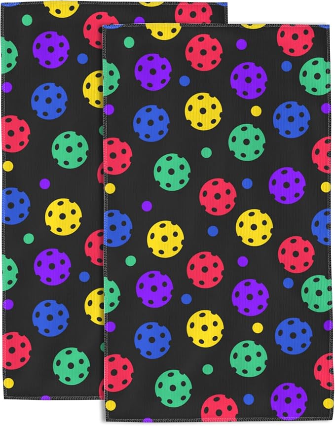 Pickleball Balls Hand Towel for Bathroom Set of 2 Hand Bath Towels Soft Absorbent Decorative Towels for Bathroom Kitchen Yoga Home Decor 14 x 28 in