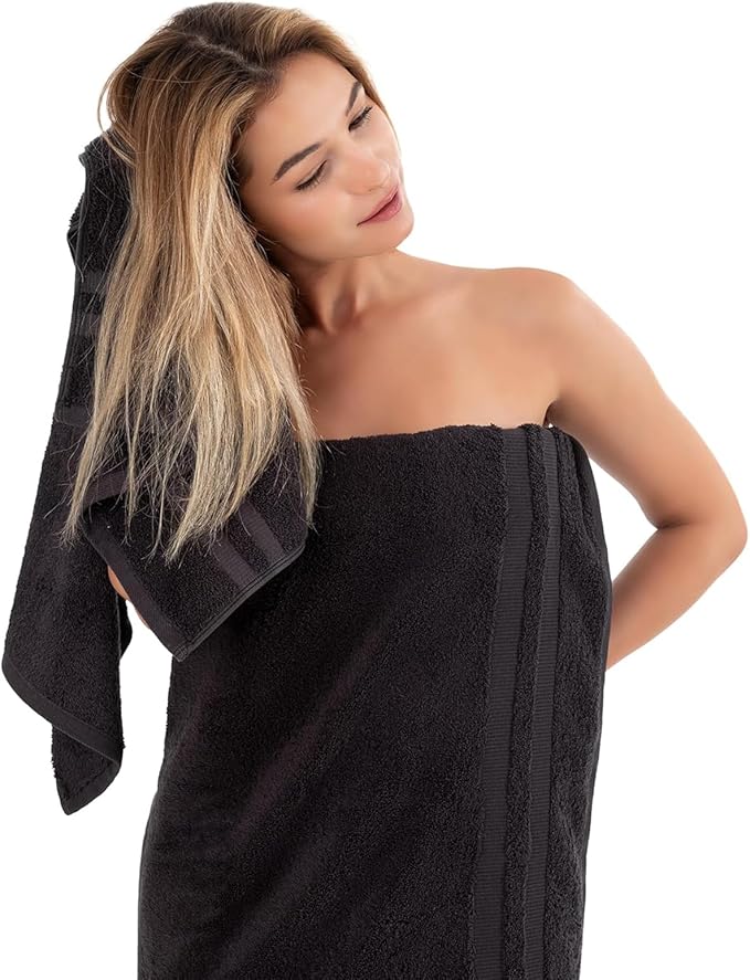 6-Piece 600 GSM Turkish Cotton Towel Set – Luxury Soft & Absorbent Bath Towels, Hand Towels & Washcloths – Premium Bathroom Essentials for Home, Guest Bath & Apartments