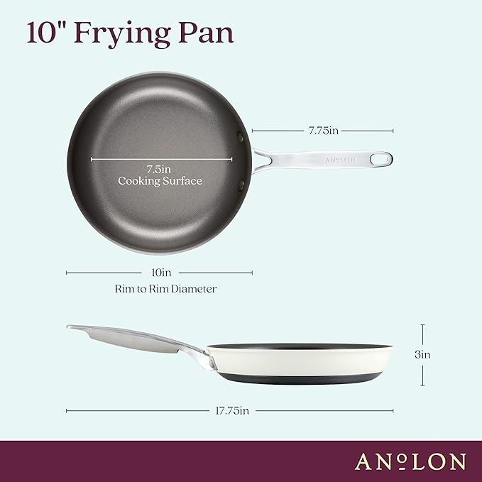 Anolon Achieve Hard Anodized Nonstick Frying Pan/Skillet, 10 Inch, Cream