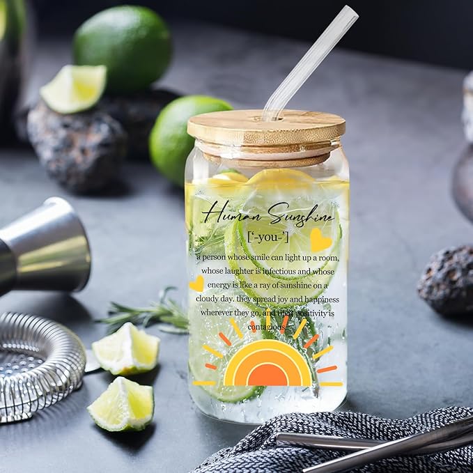 Sunshine Thank You Appreciation Tumbler for Women, Coworkers, Friends, Mom - 16 Oz Cup With Lid and Straw - Inspirational Gift