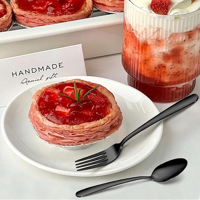 Black Silverware Set - 40PCS Stainless Steel Silverware Set for 8, Includes Forks Spoons and Knives, Utensil Sets for Home Kitchen Restaurant, Dishwasher Safe