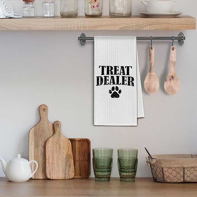 Treat Dealer Kitchen Towels, Funny Dog Kitchen Towels for Dogs Lovers, Dog Mom Puppy Pet Lovers Gifts for Women, Dogs Decorative Bathroom Hand Towels, 16x24 Inch
