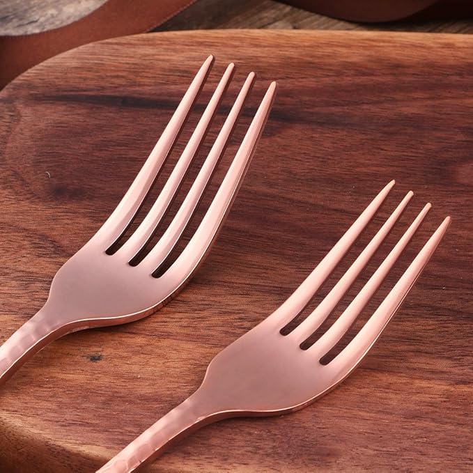 5-Piece Rose Gold Silverware Flatware Set Service for 1 Stainless Steel Cutlery Set Include Dinner Knife Table Fork Table Spoon Salad Fork Tea Spoon for Wedding, Dishwasher Safe