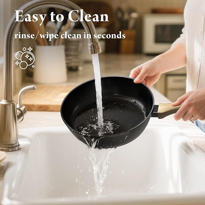 23 Pcs Pots and Pans Set, Non Stick Ceramic Cookware Set with 3 Frying Pans, Healthy Non-Toxic, Large Capacity,Induction Compatible, PFAS/PTFE/PFOA Free, Black