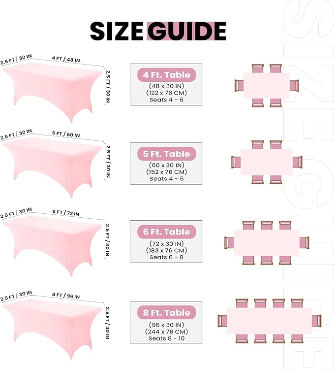 Utopia Kitchen 6FT Spandex Tablecloth [1 Pack, Pink] 200 GSM Stretch, Fitted, Washable and Wrinkle Resistant Table Cloth Rectangle Cover for Trade Shows, Wedding, Parties [72Lx30Wx30H Inch]