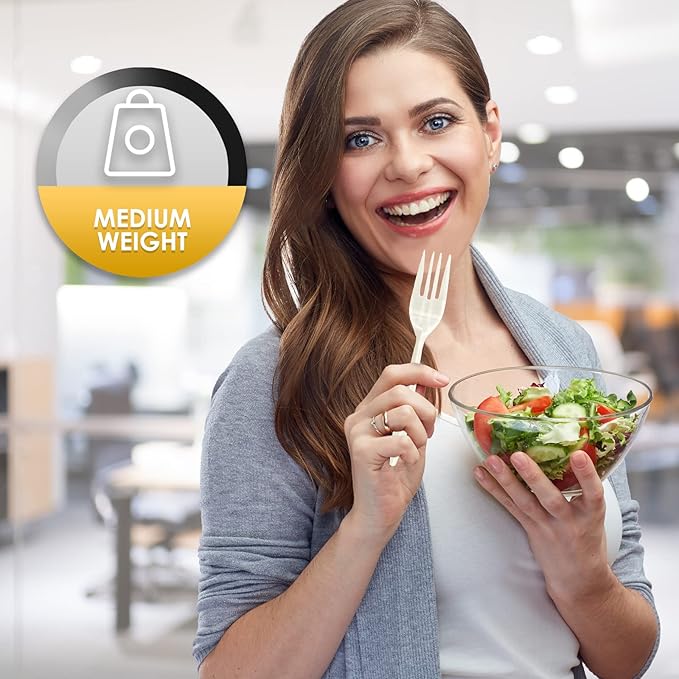 PAMI Medium Weight Disposable Plastic Forks 1000 Count White