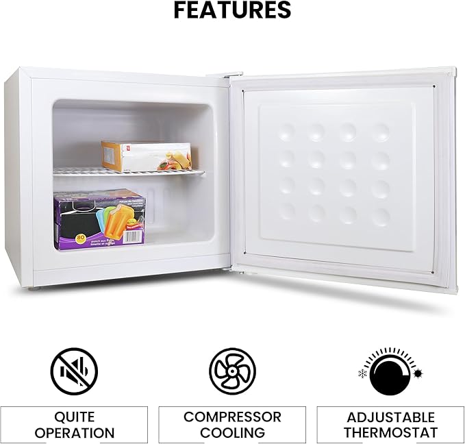 Koolatron 1.2 Cubic Feet Capacity White Upright freezer - 1 wired shelf, Garage Ready, Meat Storage, Manual Defrost, Space Saving, Congelador For Home, Apartment, Basement, Dorm, Room