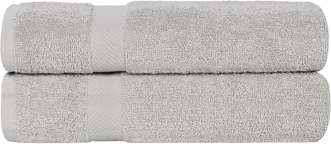 Superior 2-Piece Cotton Bath Sheet Set, Large Towels for Body, Quick Dry, Bathroom Essentials, Guest/Master Bath, Shower, Home Accessories, Apartment, Airbnb, Franklin Collection, Silver